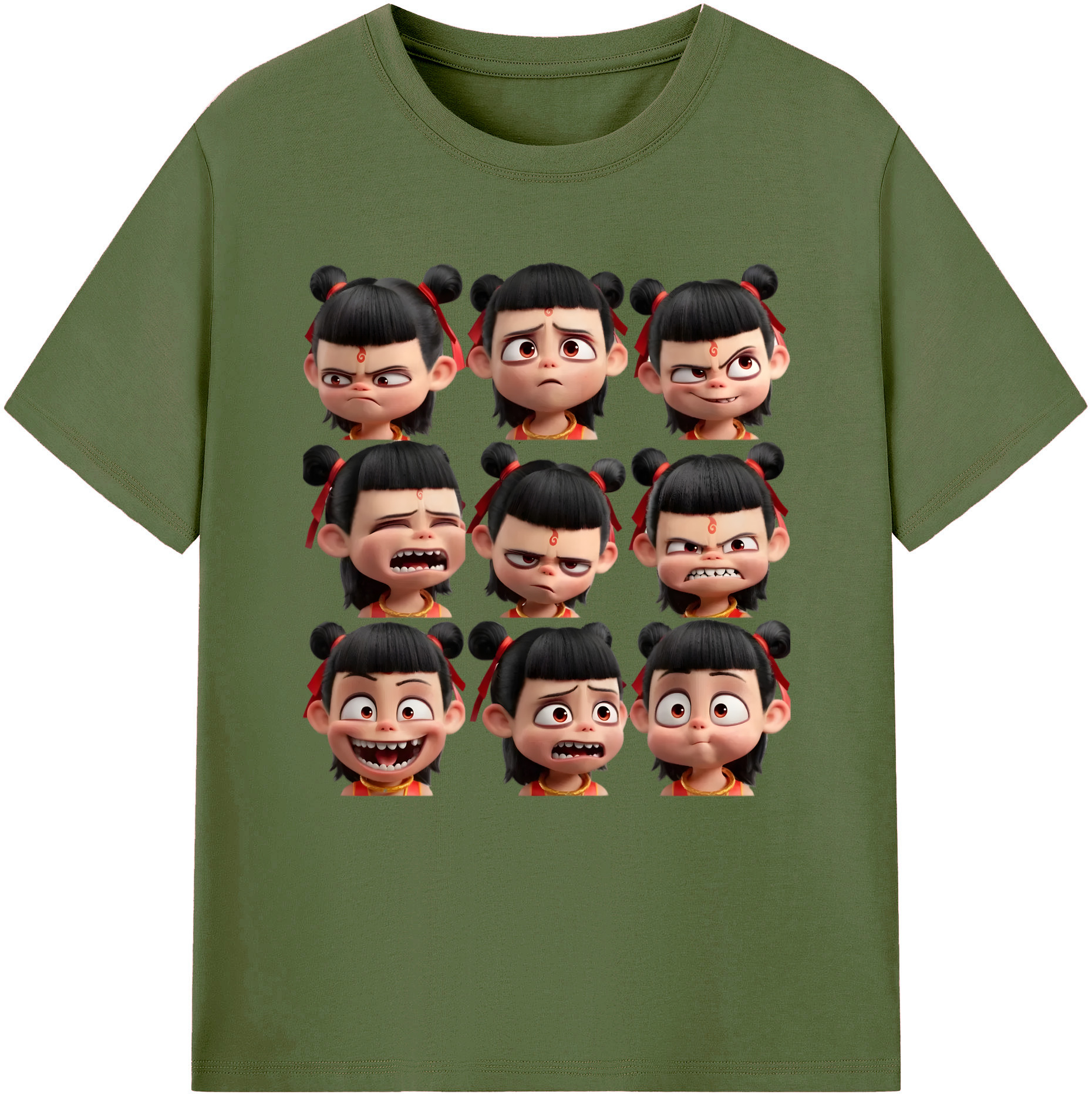 （画像用） Ne Zha 2 ナタ 魔童の大暴れ 綿100％半袖Tシャツ（フロントプリント）